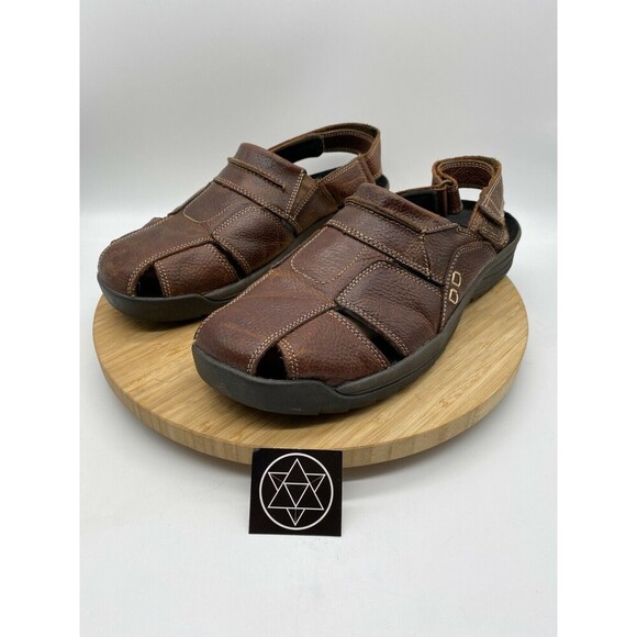 Drew Barcelona Brown Leather Fisherman Strap On Sandal Shoes Men's Size 13 W - Picture 6 of 12